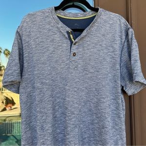 Tommy Bahama Blue Short Sleeve 3-Button Henley L